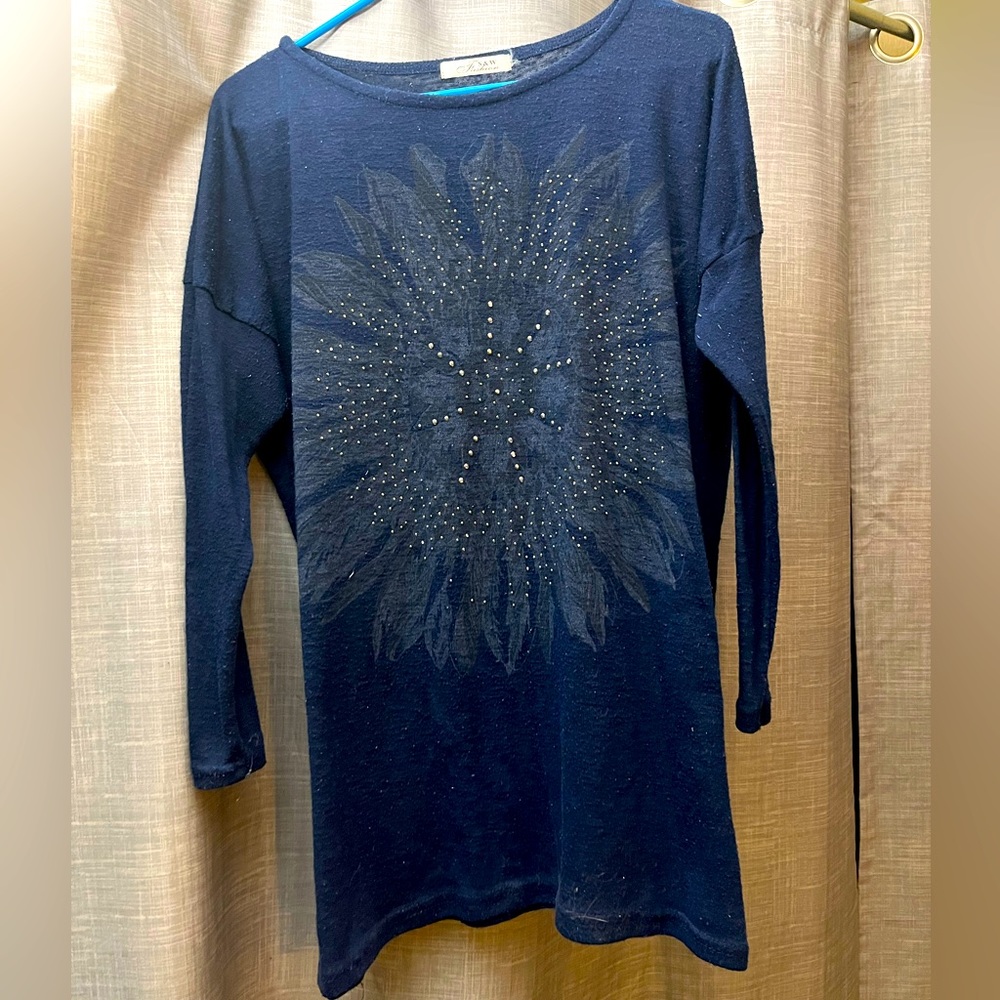S&W Fashion, LG, Navy Blue, Long-Sleeve, Knit Sweater